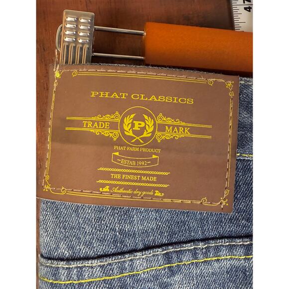 Phat Classics Phat Farm Wide Leg‎ Embroidered Y2K Vintage Denim Jeans Mens 38x34 - Picture 2 of 13